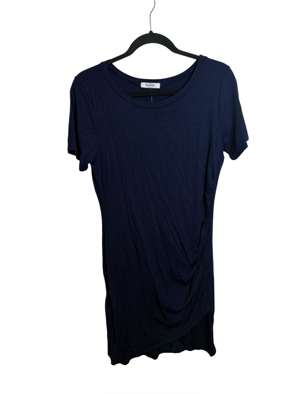 NWT Jenny Boston Boutique Navy Blue Ruched T-Shirt Dress